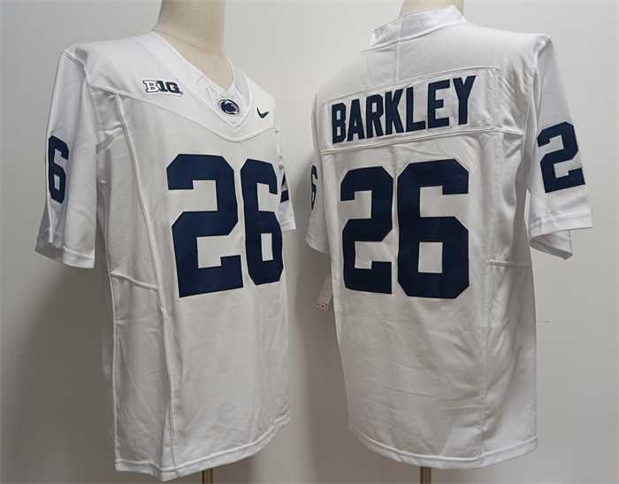 Men%27s Penn State Nittany Lions #26 Saquon Barkley White Stitched Jersey